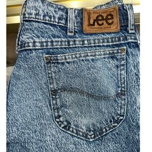 Vintage Lee Storm Rider Acid Wash Jeans Mens 34x28 USA Made Blue Denim 80s
